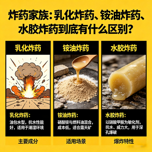 夹江炸药家族：乳化炸药、铵油炸药、水胶炸药到底有什么区别？